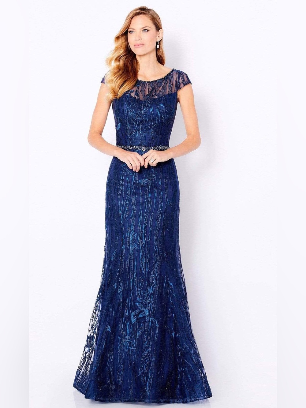 Cameron Blake 221685 Mother of the Bride dress Navy Lace Sparkle Size 16